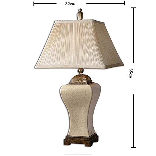 HIZLJJ High-end Rustic Ceramic Crackle Beige Shade Simple Post-Modern Creative for Living Room Family Bedroom BedsideTable Lamp