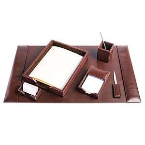 Dacasso Bonded Leather 6-Piece Desk Set, Dark Brown (D3601)