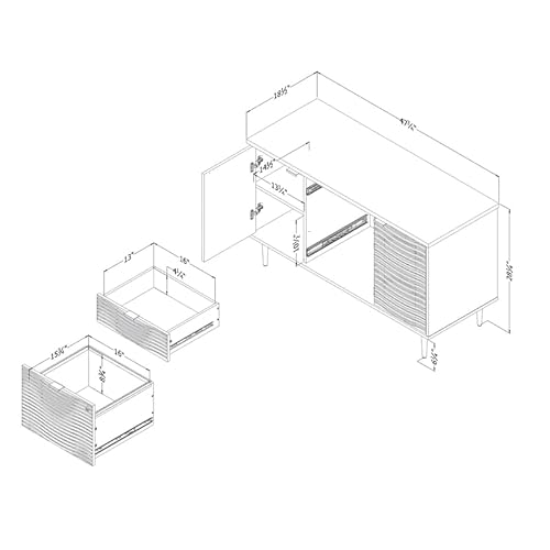 South Shore Koryn 2-Drawer Credenza with Doors, Pure White