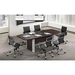 Generic 8 FT Modern Boat Shaped Conference Table with Metal Legs and Power Modules