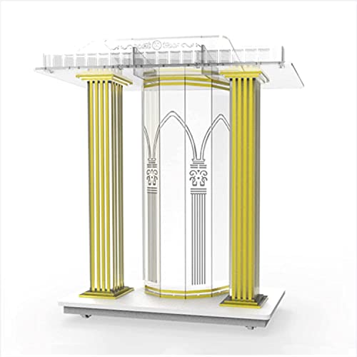 JOuan Clear Acrylic Church Podium Stand with Wheels