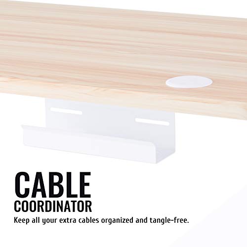 CO-Z Height Adjustable Computer Desk with USB Charging Station | 48x24 inch Motorized Sitting and Standing Desk for Home Office More | Electric Sit Stand Gaming Desk with Cable Management, White