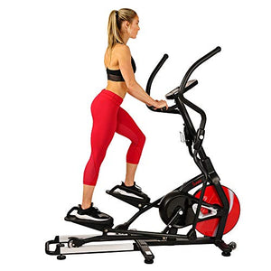 Sunny Health & Fitness Magnetic Elliptical Trainer Machine w/ Tablet Holder, LCD Monitor, 265 Max Weight and Pulse Monitor - Stride Zone - SF-E3865,Black