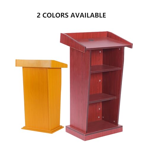Yadlan Modern Wooden Podium Desk with Storage Shelf