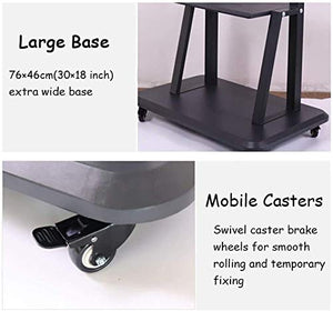 None TV Rack Furniture Heavy Duty Mobile TV Stand Fits 40-80” Screens, Adjustable Trolley with Wheels & 2 Shelves