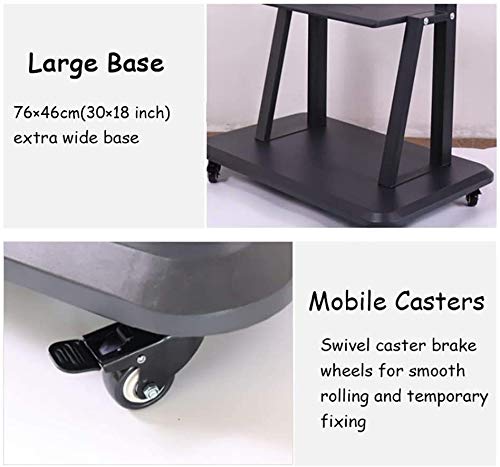 TV Rack Furniture Heavy Duty Mobile TV Stand Fits 40-80” Screens, Adjustable Trolley with Wheels & 2 Shelves