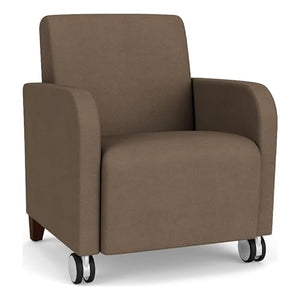 Lesro Siena 17.5" Polyurethane Lounge Reception Guest Chair in Brown/Walnut