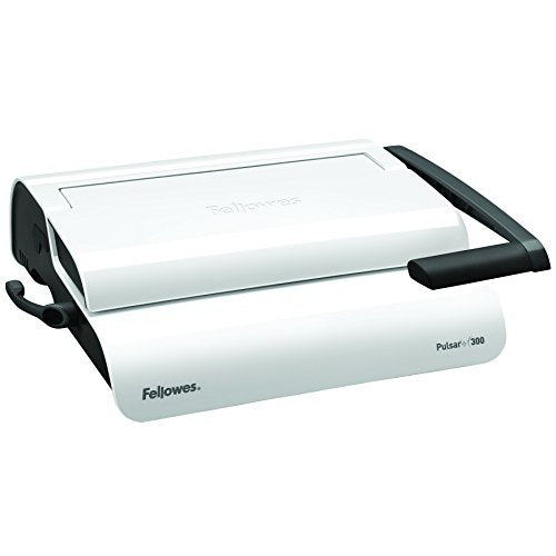 Fellowes Pulsar+ 22-Hole Binding Machine - 300 Sheet Manual Paper Punch Comb Binder with Starter Kit - White/Grey