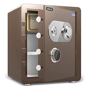 Jiaong Safes, Household Large Single Door 45cm Office File Cabinet Hotel Safe Bedside Anti-Theft Mechanical Password Key Safe Wall Safes, Protect Cash Documents Jewelry Valuables (Color : Brown)