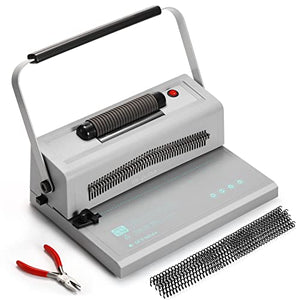 OFFNOVA Im·Pulse Spiral Coil Binding Machine, Manual Round Hole Punch Binder with Electric Coil Inserter, Adjustable Side Margin, Including 100 x 5/16" Coils