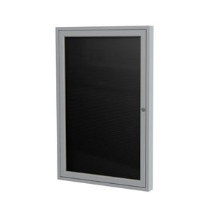 Ghent 3" x 2" 1 Door Outdoor Enclosed Vinyl Letter Board, Black, Satin Aluminum Frame (PA132BX-BK)