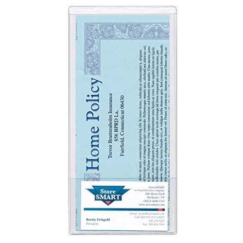 StoreSMART® - Brochure Holder with Business Card Pocket - Clear Vinyl Plastic - 500 Pack - 8 3/4" x 4" - RE9414-500