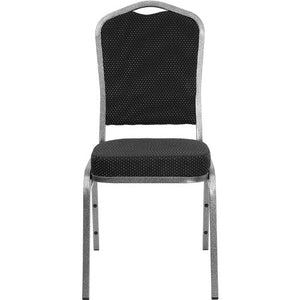 LIVING TRENDS Marvelius Crown Back Banquet Chair 10 Pack - Black Dot Patterned Fabric/Silver Vein Frame