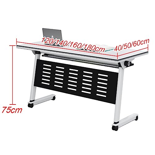 NeAFP Flip Top Mobile Training Table with Modesty, Locking Casters - Foldable, Nestable - Horizontal to Vertical