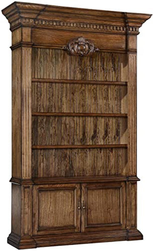 EuroLux Home Belize Rustic Pecan Solid Wood 2-Door Bookcase with 3 Adjustable Shelves