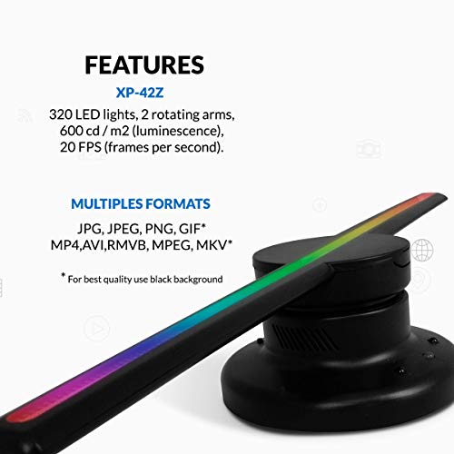 Xpectway 3D Hologram WiFi App Control Advertising Display Led Fan 3TF-42Z - Amazing 3D Videos and Photos - The 3D WiFi Led is Ideal for Store Signs,Casinos,Restaurants,Bar Signs - 16.9in - 43cm
