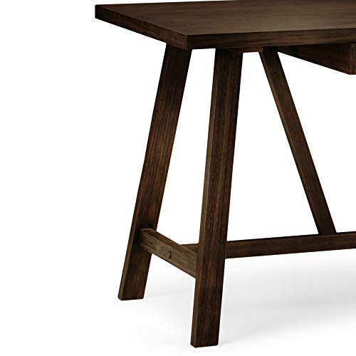 SIMPLIHOME Dylan SOLID WOOD Modern Industrial 60 inch Wide Home Office Desk, Writing Table, Workstation, Study Table Furniture in Dark Tobacco Brown