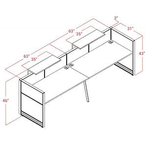 KANSOLE Flex 130" Straight Reception Desk with Lighting Panels, Composition 1