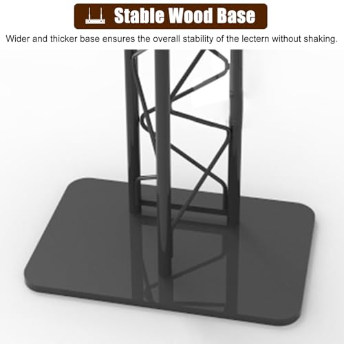 SMuCkS Black Podium Lectern Desk with Metal Stand