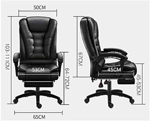 KouRy High Back Leather Executive Office Chair with Flip-up Arms and Adjustable Tilt Angle - Black