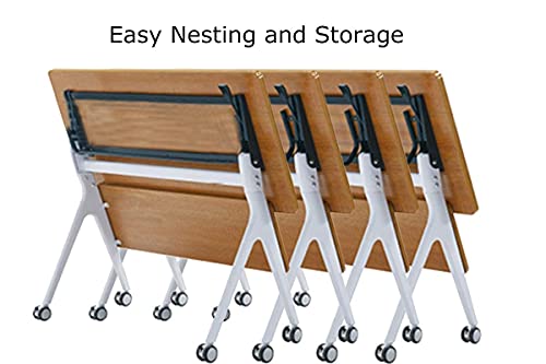 ECVV Mobile Computer Desk for Study Flipper Table for Office Work and Quick Conference, Folding Work Desk with Caster Wheels, Easy to Move, Rectangular, 47" L x 21.6" W x 30" H
