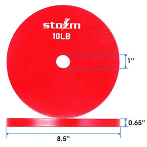 STOZM Premium Steel 1-inch Weight Plate - Set of 6 x 10lbs Weight Plates for Strength Training, Conditioning Workouts, Weightlifting, Powerlifting and Crossfit (Red) (PVME)