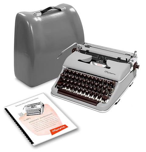 OLYMPIA SM3 De Luxe Manual Typewriter Gray 1958 Vintage Portable - Professionally Restored