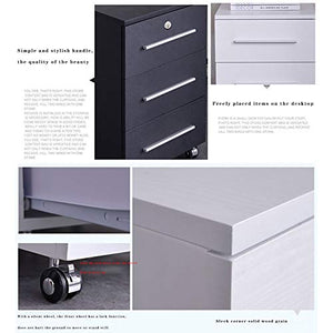 RRH File Cabinet with Lock, 3-Layer Drawer Mobile Office Cabinet, Commercial Storage Cabinet - White