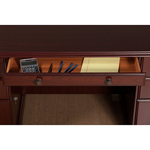 Bush Furniture kathy ireland Home Bennington Manager's Desk, Credenza with Hutch and Lateral File, Harvest Cherry