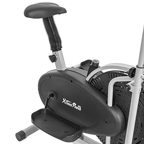 XtremepowerUS 2 in 1 Elliptical Fan Bike Dual Cross Trainer Machine Exercise Workout Home Gym LCD Monitor Heart Rate Sensor