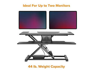 Bostitch Office Electric Sit Stand Desk Converter, Height Adjustable Workstation Riser Includes Wireless Charging Pad, Keyboard Shelf and Tablet Holder, Black (STND-3715BKX)