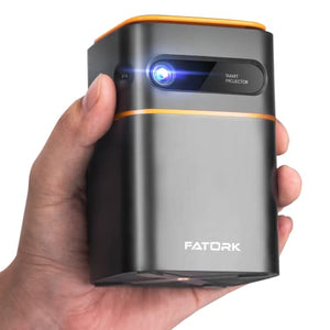 FATORK Mini Projector, 5G WiFi 6 Short Throw HD 1080P DLP Portable - Rechargeable Battery - Phone Laptop Compatible