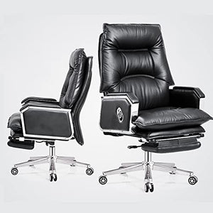 CBLdF Cowhide Managerial Executive Chair with Footrest, 170° Reclining, Swivel Seat - Brown