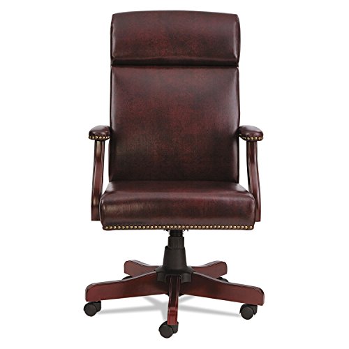 Alera ALETD4136 Traditional Series High-Back Chair, Mahogany Finish/Oxblood Vinyl
