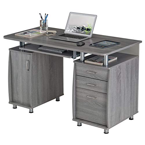 Techni Mobili Complete Workstation Computer Desk with Storage - Grey