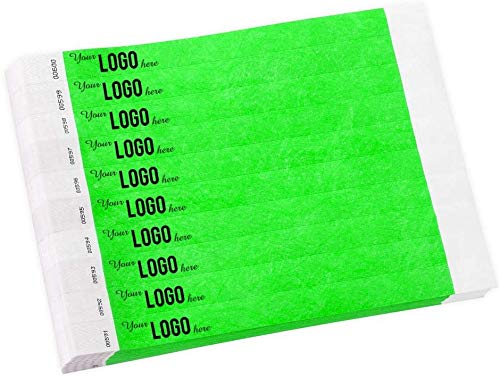 Custom 3/4 inch Tyvek Wristbands for Events - Image or Logo Personalized (Paper-Like) Bracelets - Neon Blue - 10,000 Count