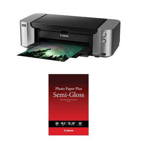 Canon PIXMA PRO-100 Professional Inkjet Photo Printer, 4800x2400 Resolution, WiFi, 13x19 Max Paper Size - with 13x19 Photo Paper Pro Semi-Gloss 50 Sheets