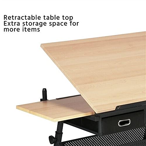 Height Adjustable Drafting Table Art Craft Writing Desk Drawing Tiltable w/Stool