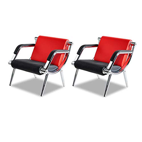 Walnest Waiting Room Chair with Armrest 2 Seat Red Black PU Leather Office Furniture