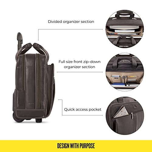 Solo New York Walker Leather Rolling Laptop Bag, Espresso