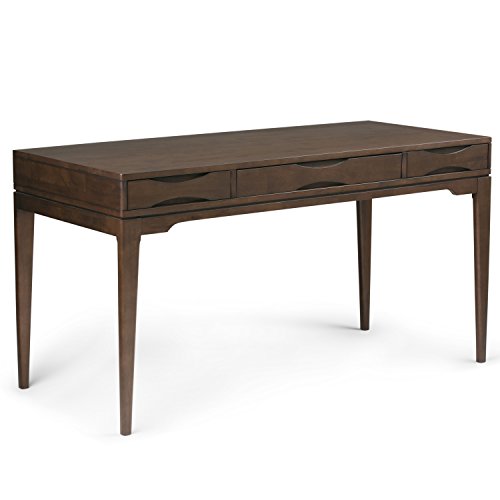 Simpli Home 3AXCHRP-10 Harper Solid Hardwood Mid Century Modern 60 inch Wide Writing Office Desk in Walnut Brown