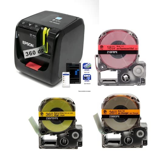 Epson LABELWORKS Safety Manager Bundle - LW-PX800 Industrial Wireless Label Maker, 236VTBYPX Tape Cartridge, 236BOPX PET (Polyester) Tape Cartridge, and 218FRPX PET (Polyester) Tape Cartridge