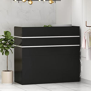 FUFU&GAGA Reception Desk with Counter, 3 Drawers & Storage Shelves, Private Panels - Black (47.3" W x 18.3" D x 43.3" H)