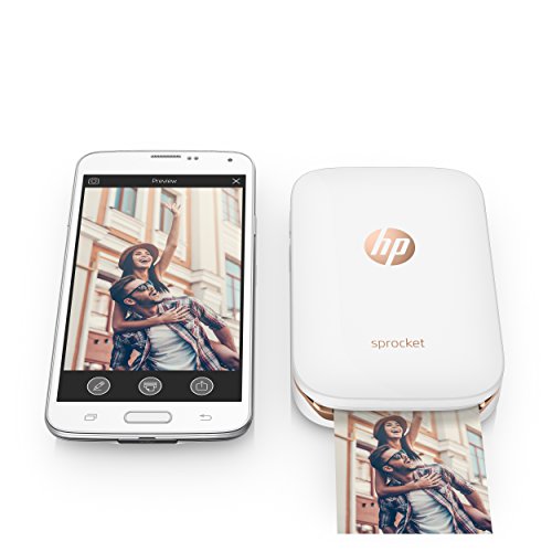 HP Sprocket Portable Photo Printer, X7N07A, Print Social Media Photos on 2x3 Sticky-Backed Paper - White