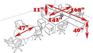 4 Persons L Shaped Office Divider Workstation Desk Set, CH-AMB-FP51