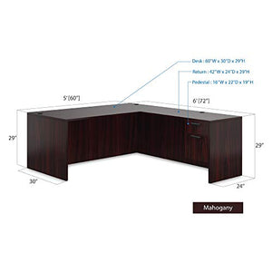 G GOF 2 Person Separate Workstation Cubicle (5'D x 12'W x 4'H) - Mahogany Office Partition