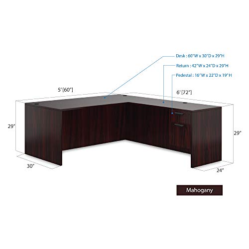 G GOF 2 Person Separate Workstation Cubicle (5'D x 12'W x 4'H) - Mahogany Office Partition