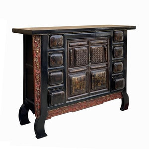 orientliving Chinese Brown Bold Graphic Credenza Table Cabinet Acs7758
