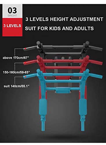 Multi Function Wall Mount Chin Up Bar Height Adjustable Pull-Up Bar Multi Grip Strength Training Equipment for Home Gym 880 LB Weight Capacity (Color : White)