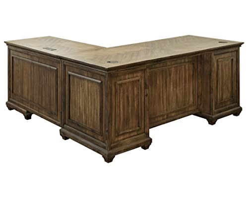 Martin Furniture Traditional Wood Writing Table, Office Corner Return Desk - Brown